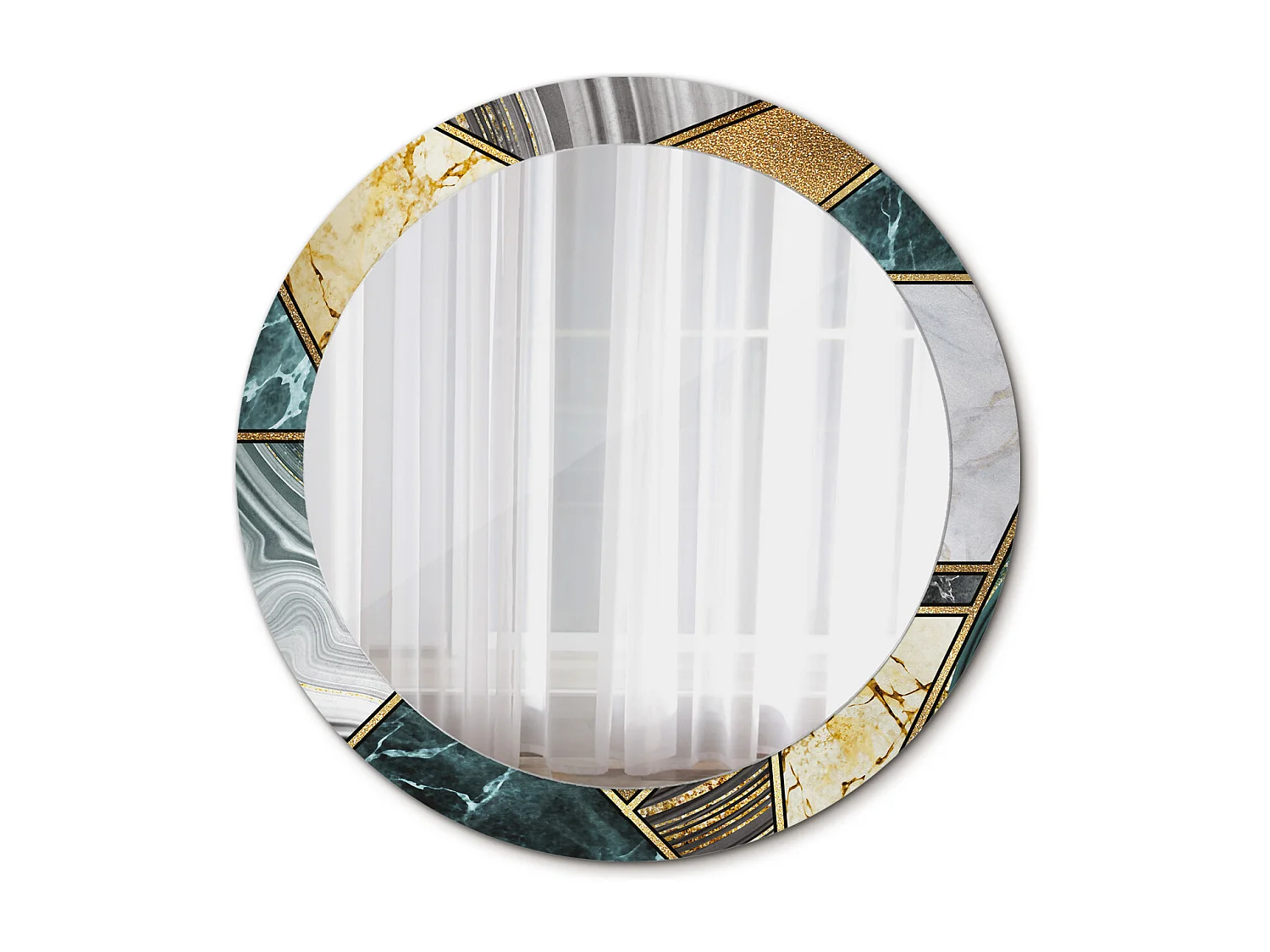 Dekorativer runder Spiegel – Marmor-Stil – 80 cm