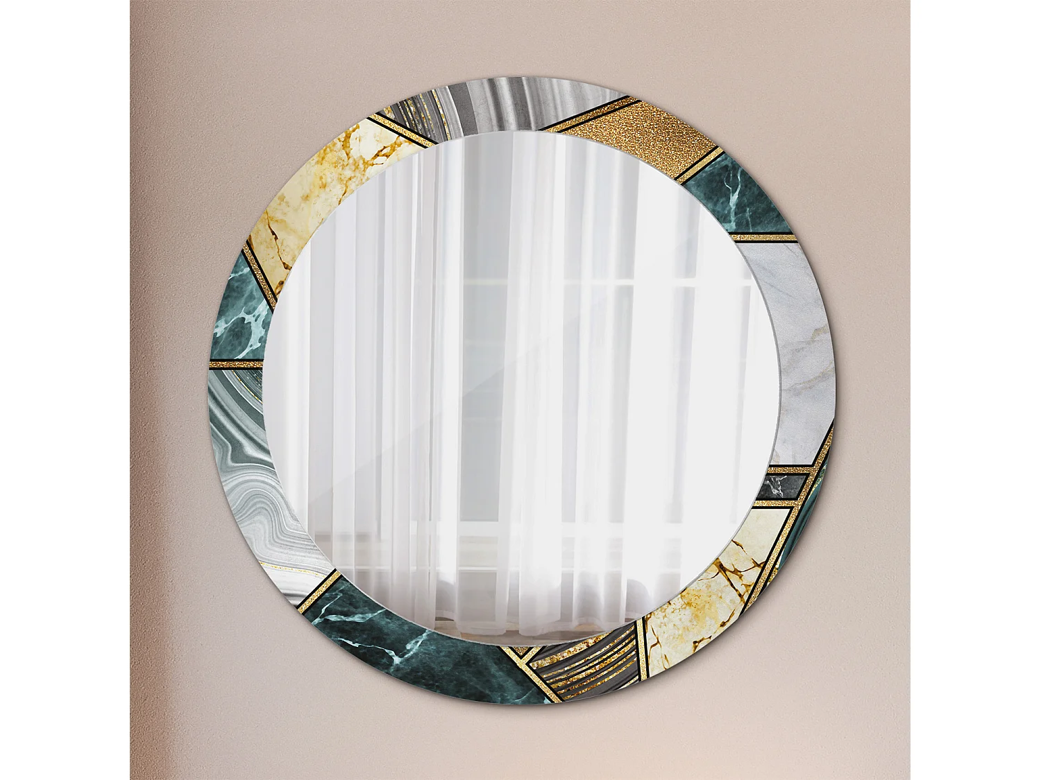 Dekorativer runder Spiegel – Marmor-Stil – 80 cm