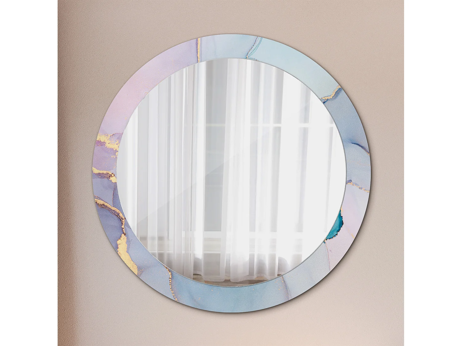 Miroir rond décoratif - Liquide abstrait - 80 cm