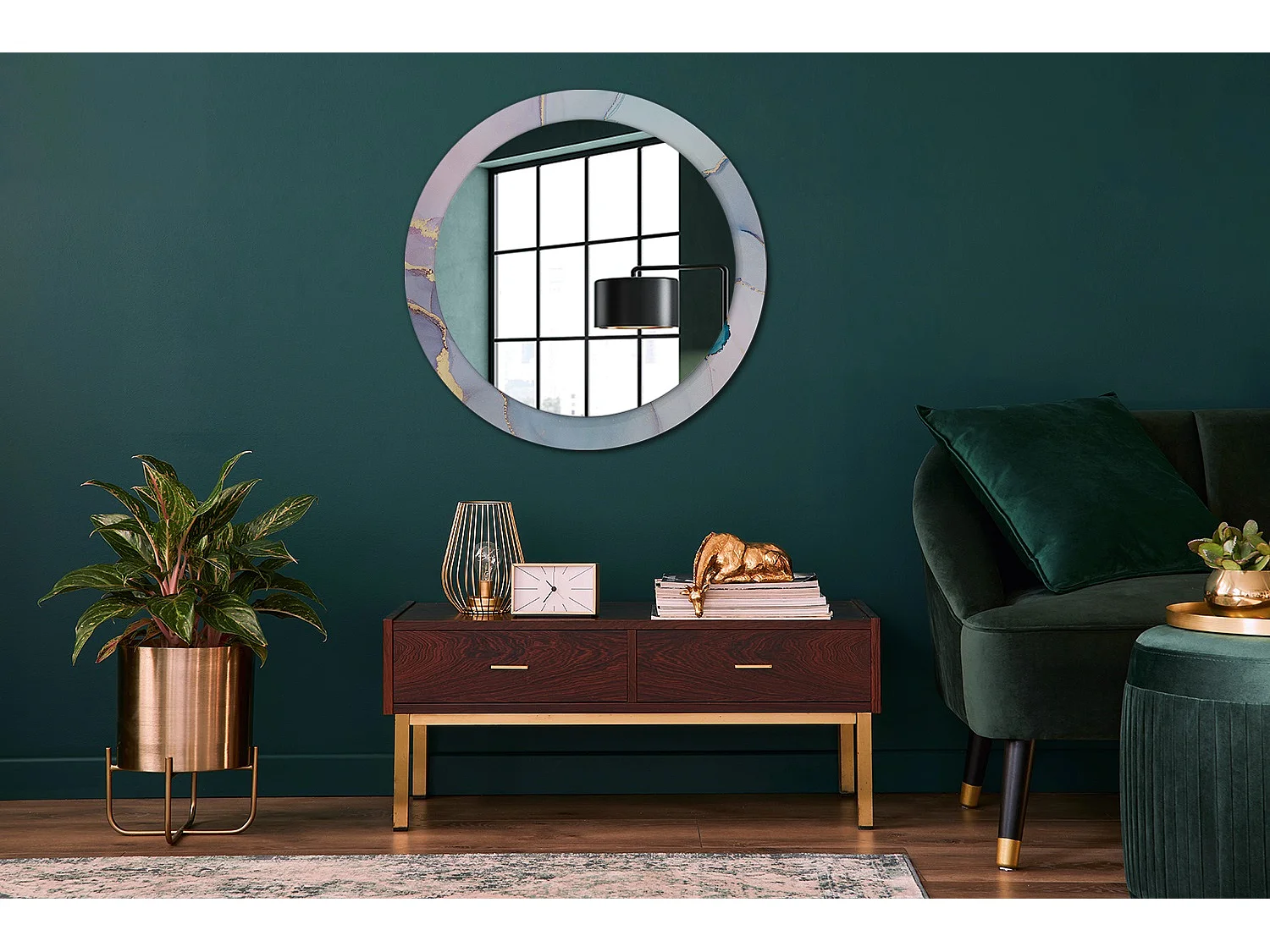 Miroir rond décoratif - Liquide abstrait - 80 cm