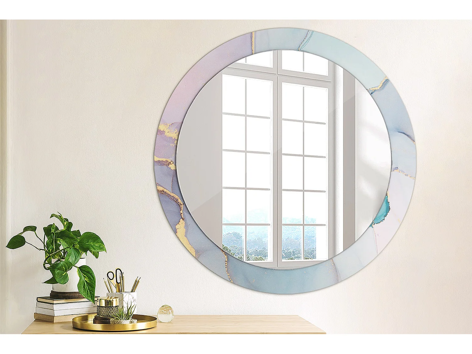 Miroir rond décoratif - Liquide abstrait - 80 cm