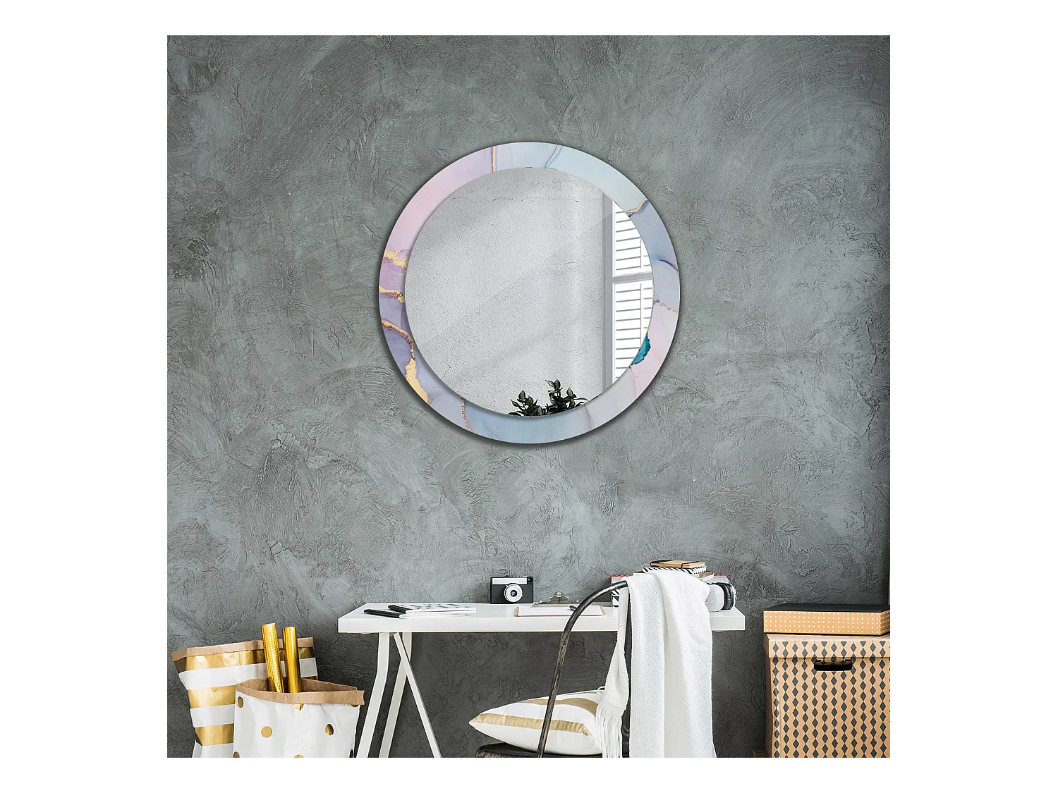 Miroir rond décoratif - Liquide abstrait - 80 cm