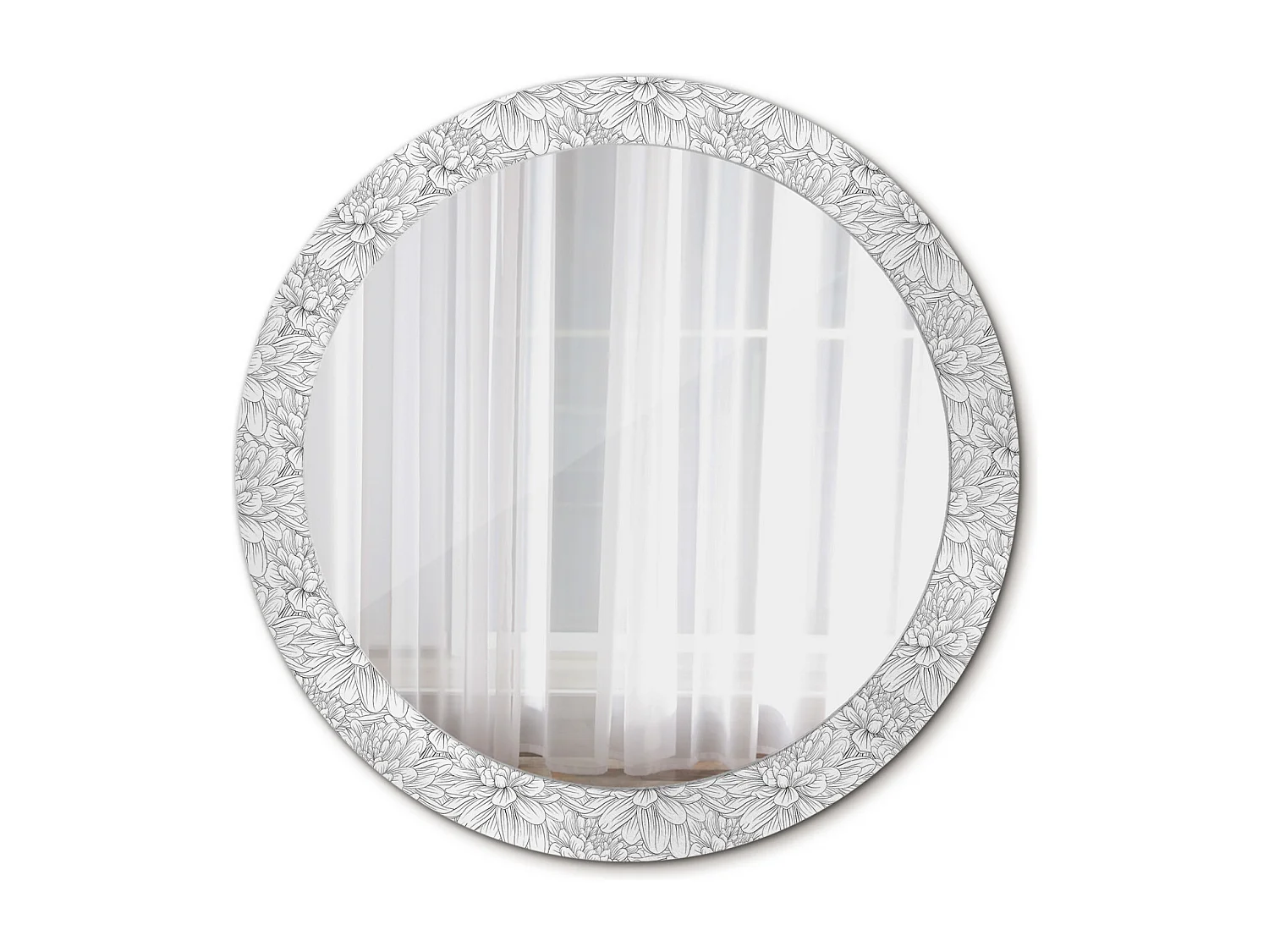 Miroir rond décoratif - Fleurs de Lotus - 80 cm