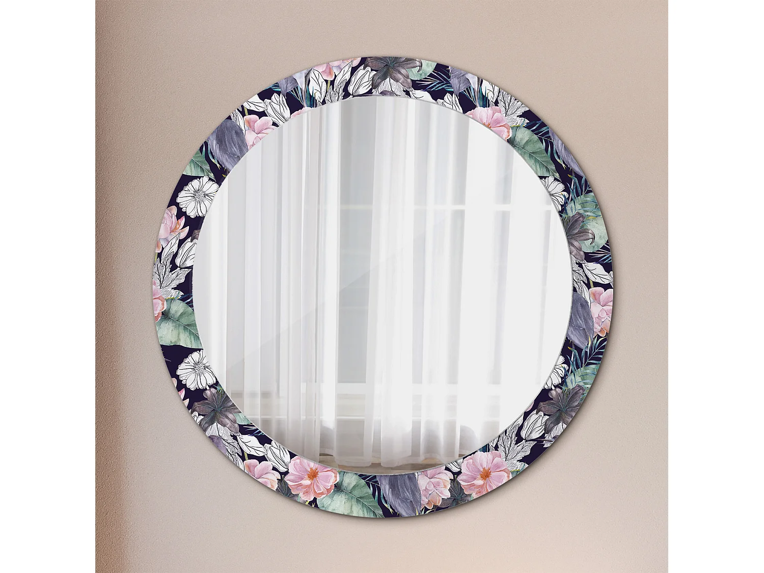 Miroir rond décoratif - Oiseaux Hérons - 80 cm