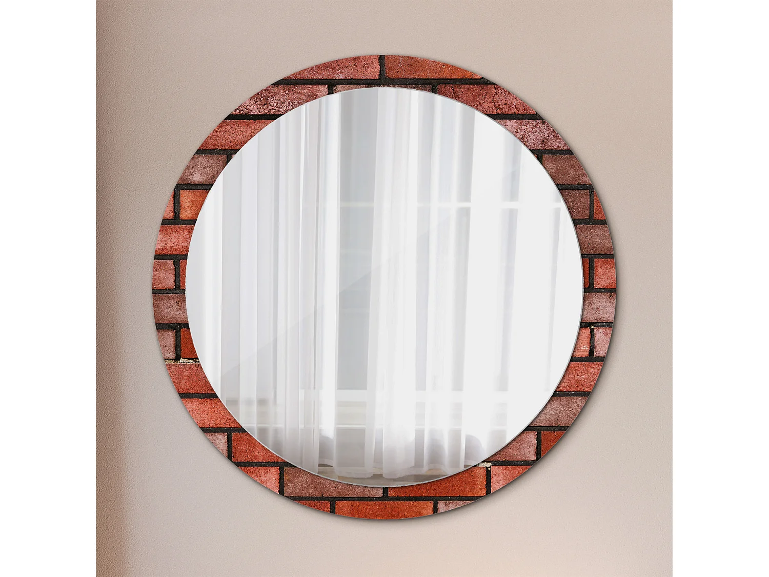 Runder dekorativer Spiegel - Ziegelrot - 100 cm