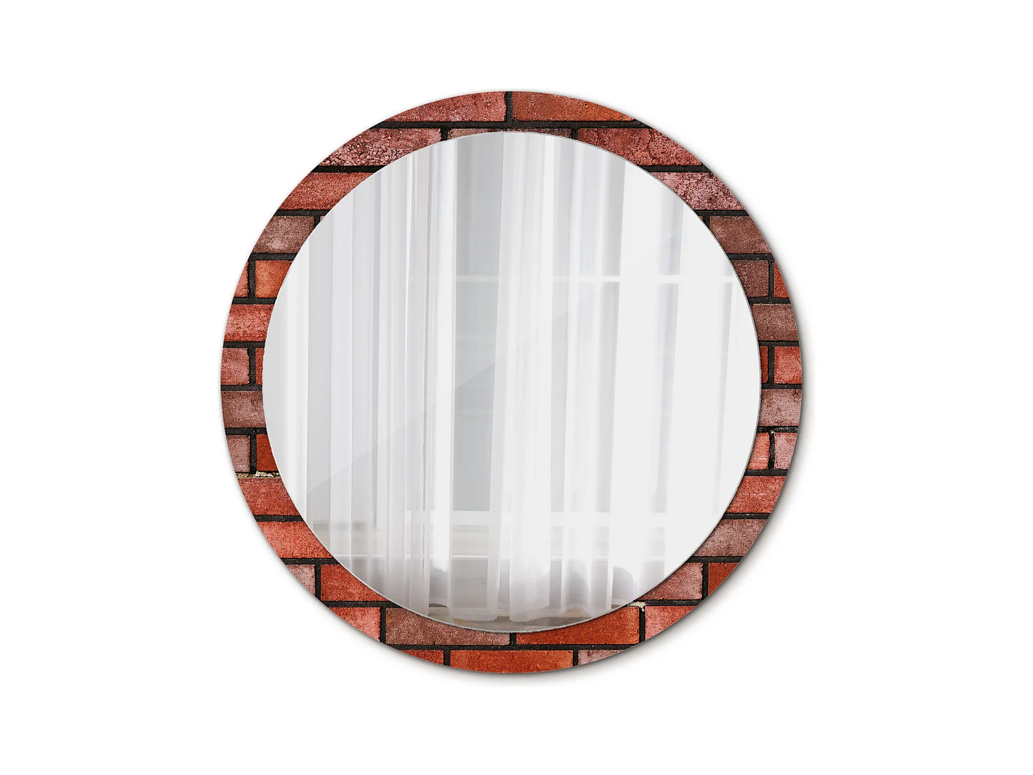 Ronde decoratieve spiegel - steenrood - 100 cm