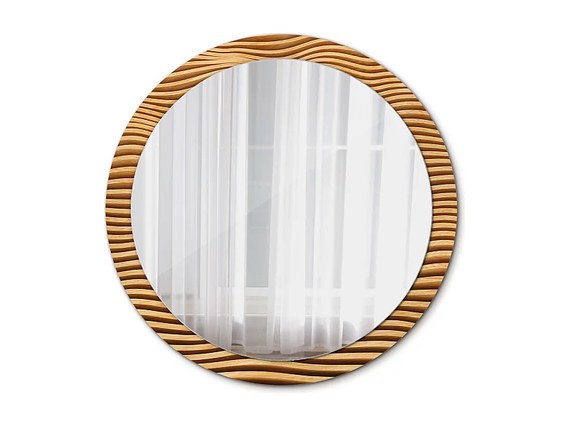 Miroir rond décoratif - Vague en bois - 100 cm