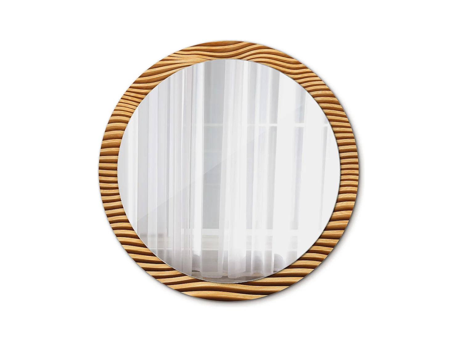 Miroir rond décoratif - Vague en bois - 100 cm