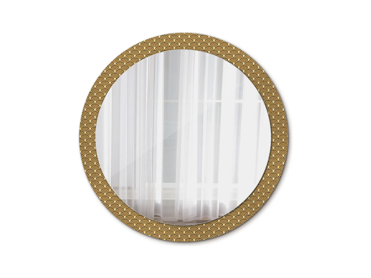 Miroir rond décoratif - Motif rétro - 90 cm
