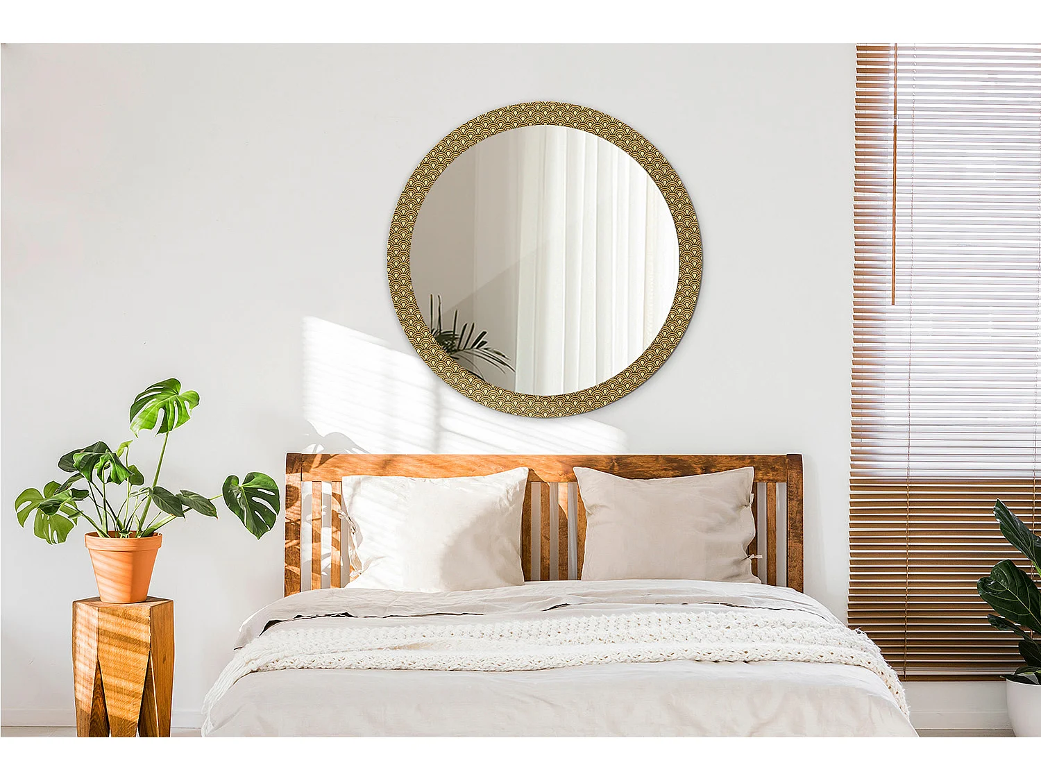 Espejo decorativo redondo - Estampado retro - 90cm