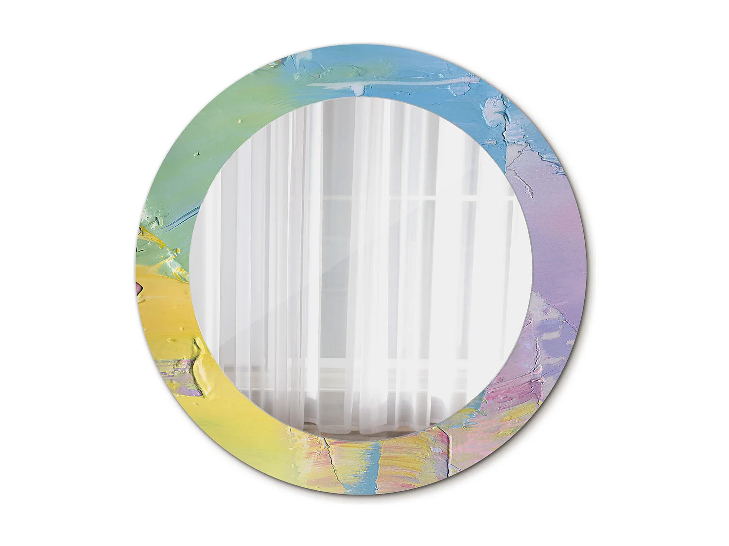 Miroir rond décoratif - Texture peinture à l'huile - 70 cm