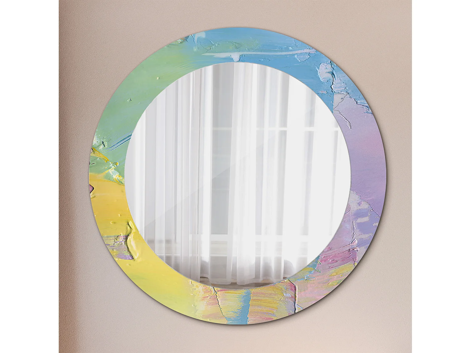 Ronde decoratieve spiegel - olieverftextuur - 60 cm