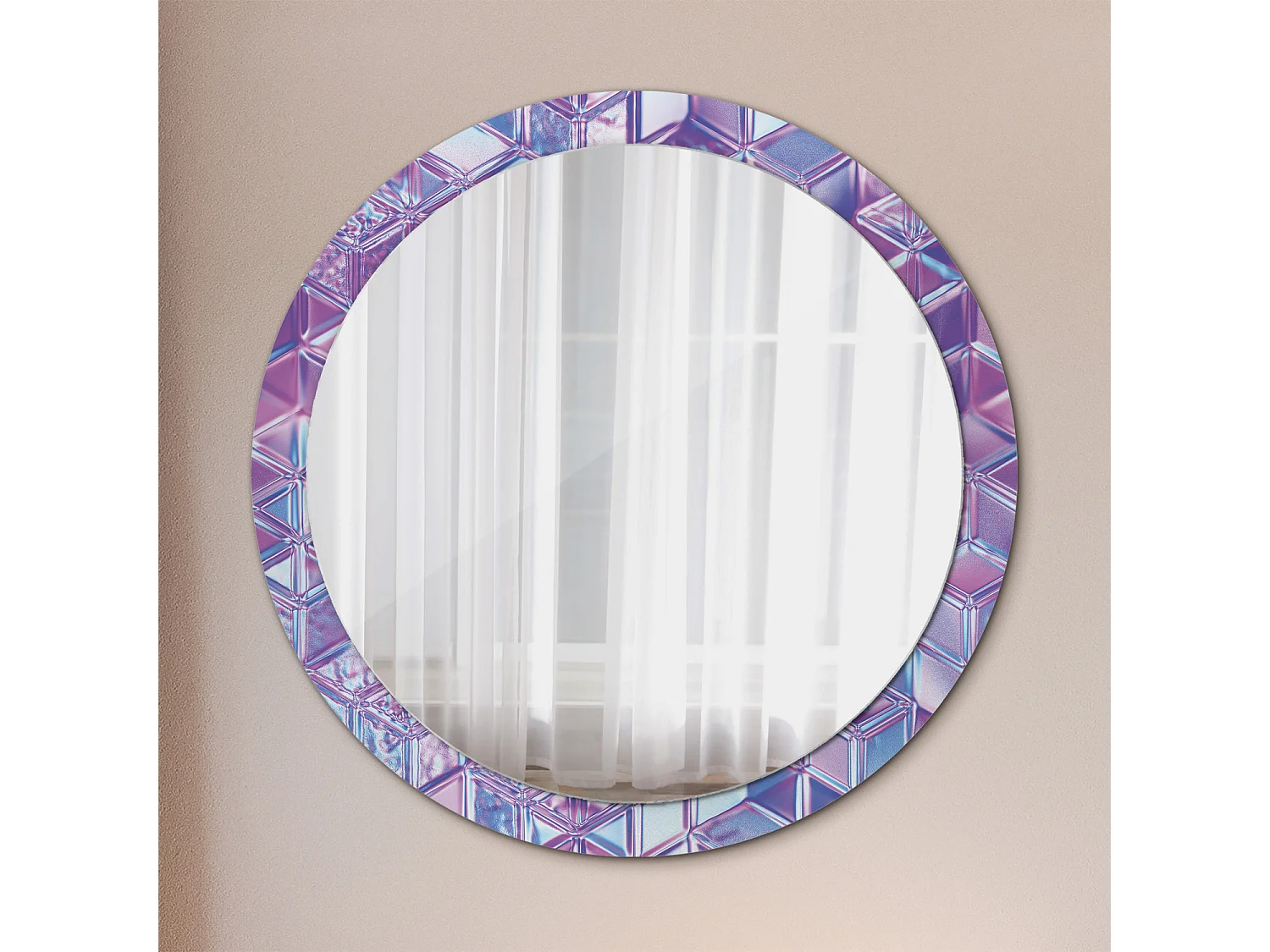 Ronde decoratieve spiegel - kristalpatroon - 100 cm