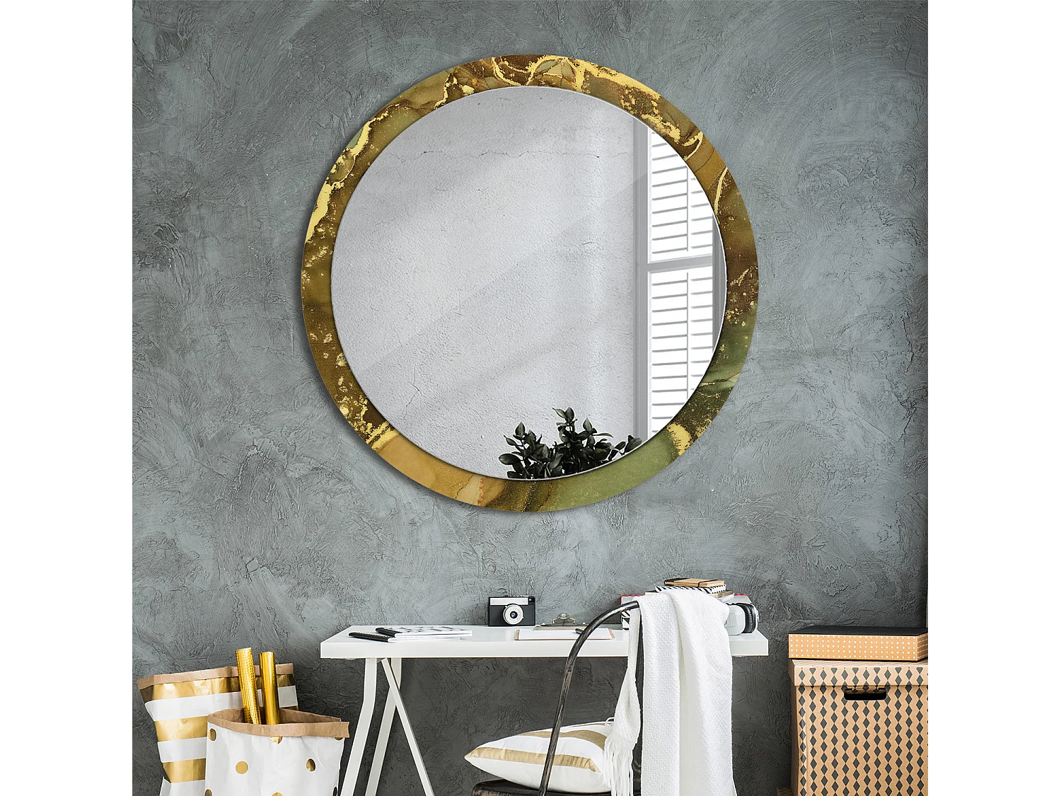 Miroir rond décoratif - Tourbillons métalliques - 100 cm