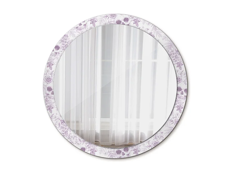 Miroir rond décoratif - Crânes - 100 cm
