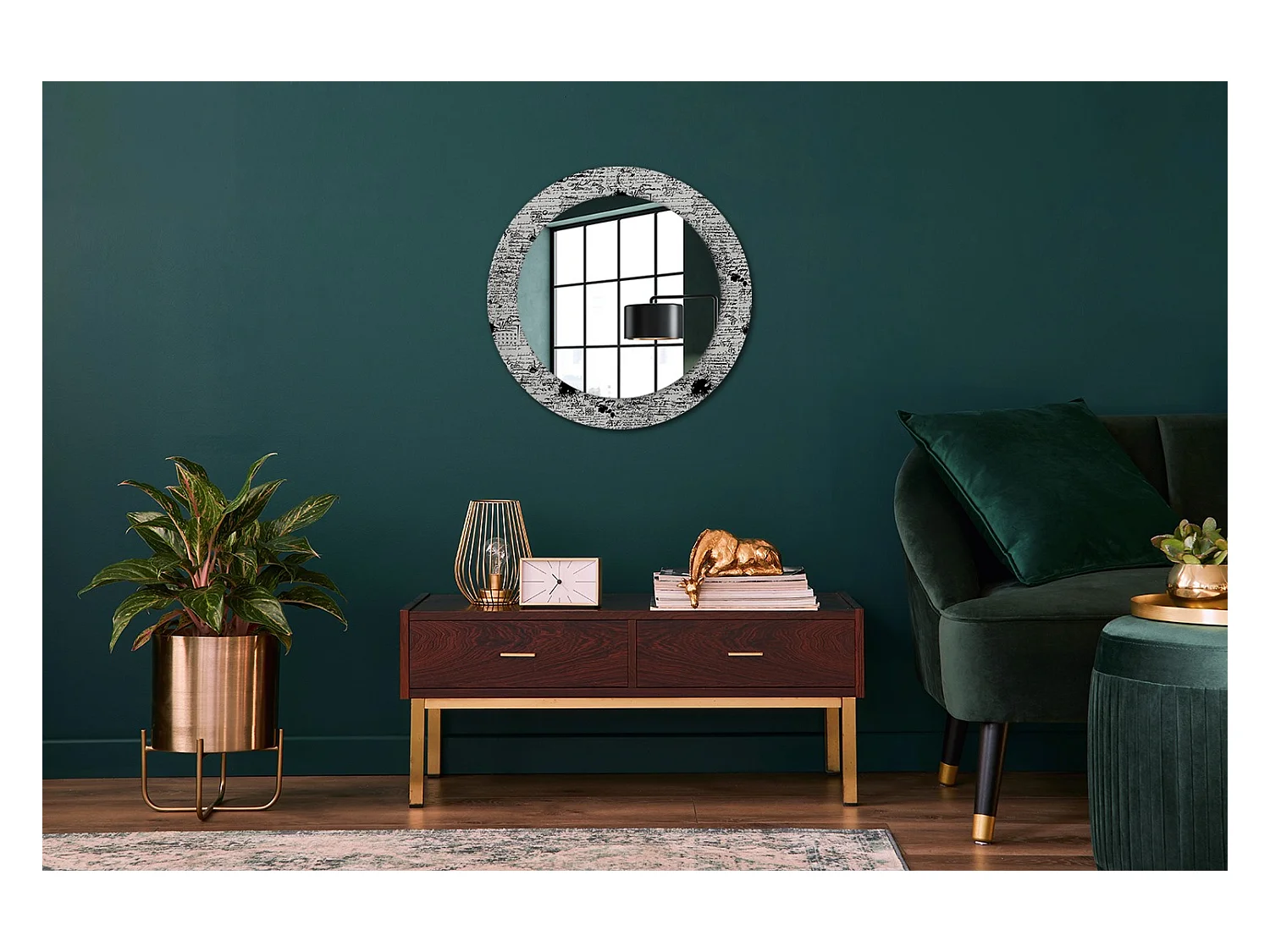 Decoratieve ronde spiegel - Doodles - 60 cm