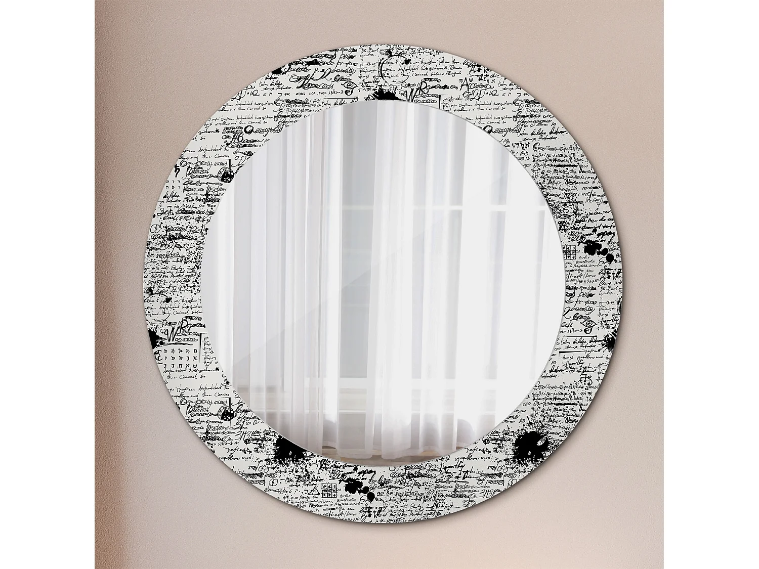 Specchio rotondo decorativo - Doodles - 60 cm