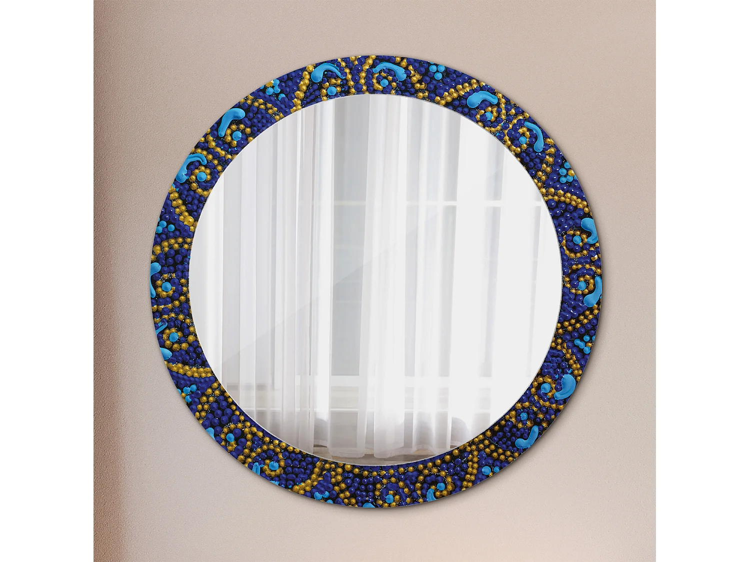 Miroir rond décoratif - Motif Carnaval - 80 cm