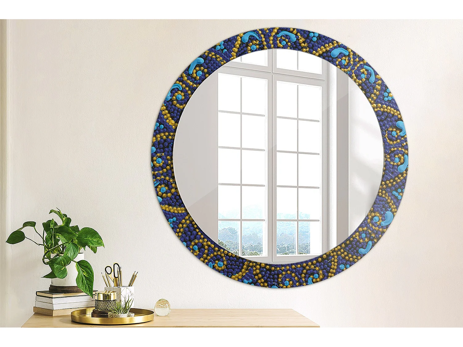 Miroir rond décoratif - Motif Carnaval - 80 cm