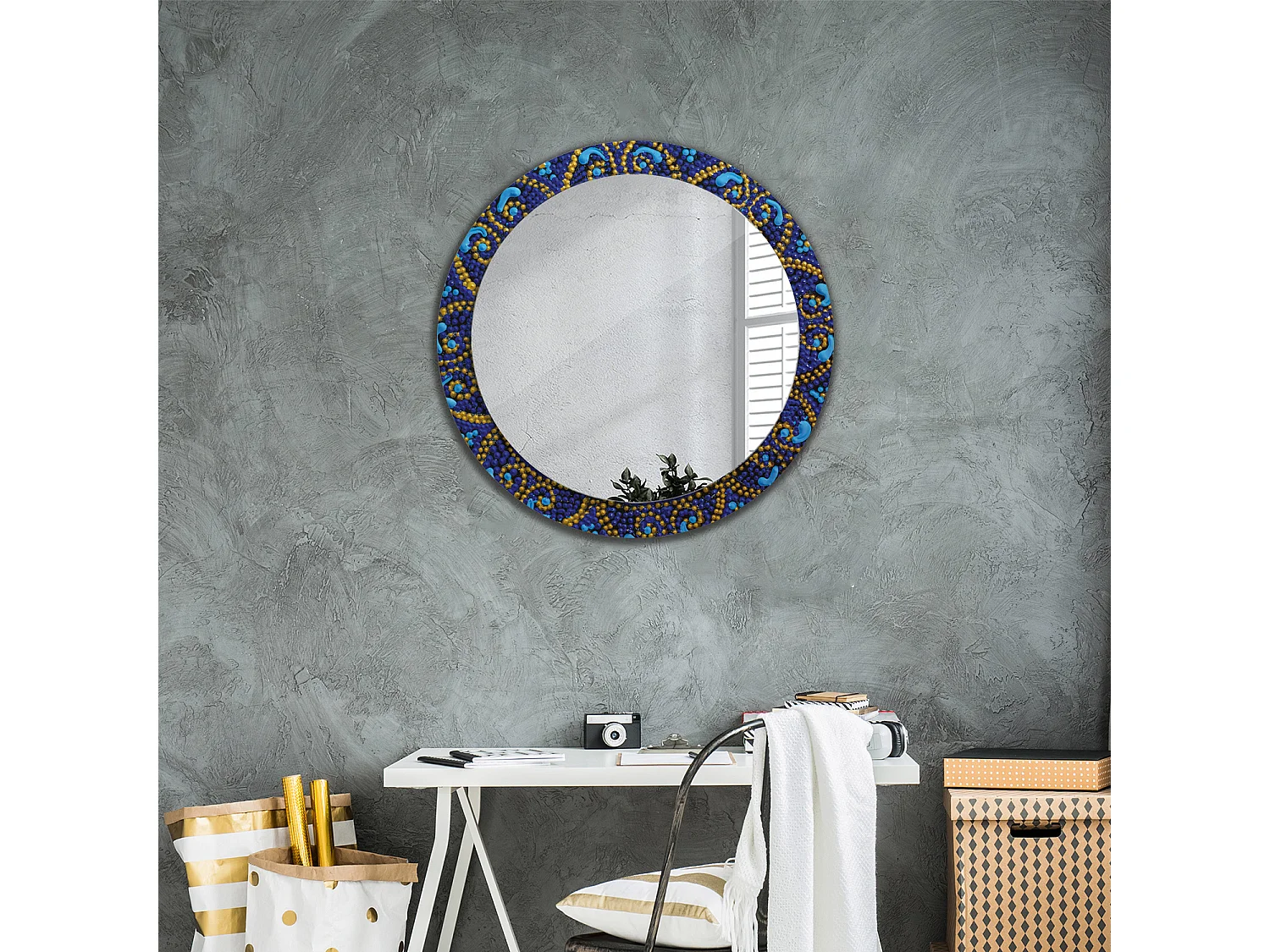 Miroir rond décoratif - Motif Carnaval - 80 cm