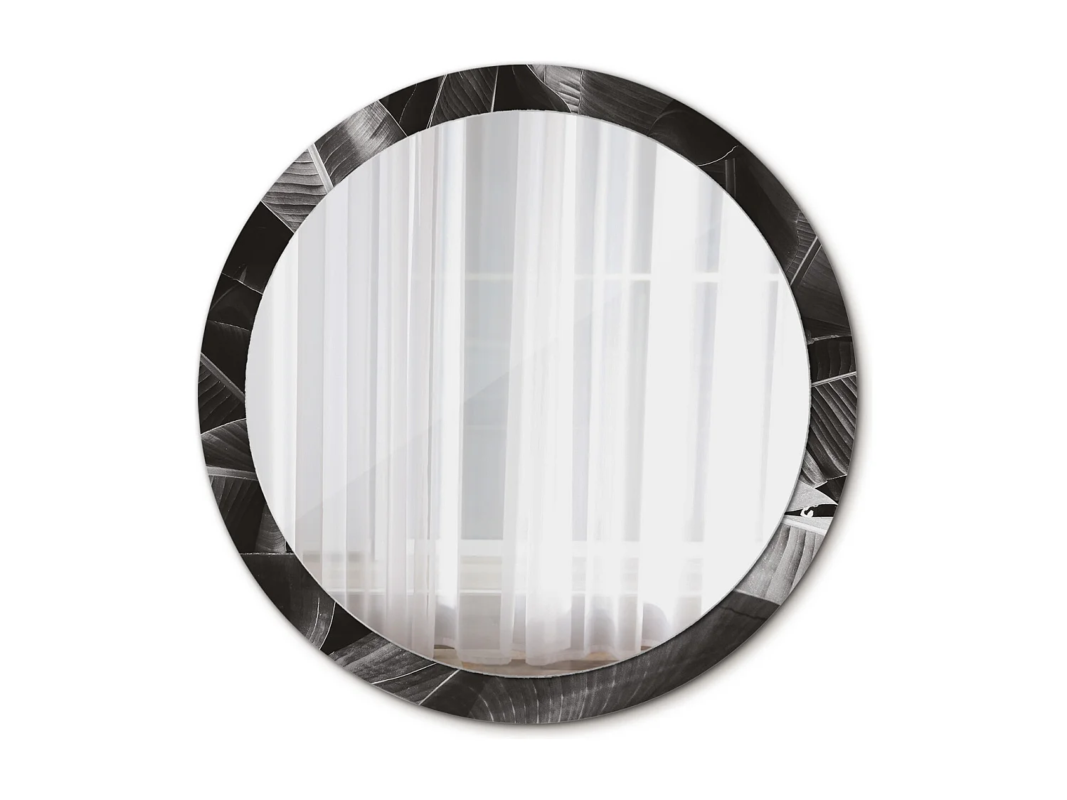 Miroir rond décoratif - Palmiers tropicaux - 100 cm