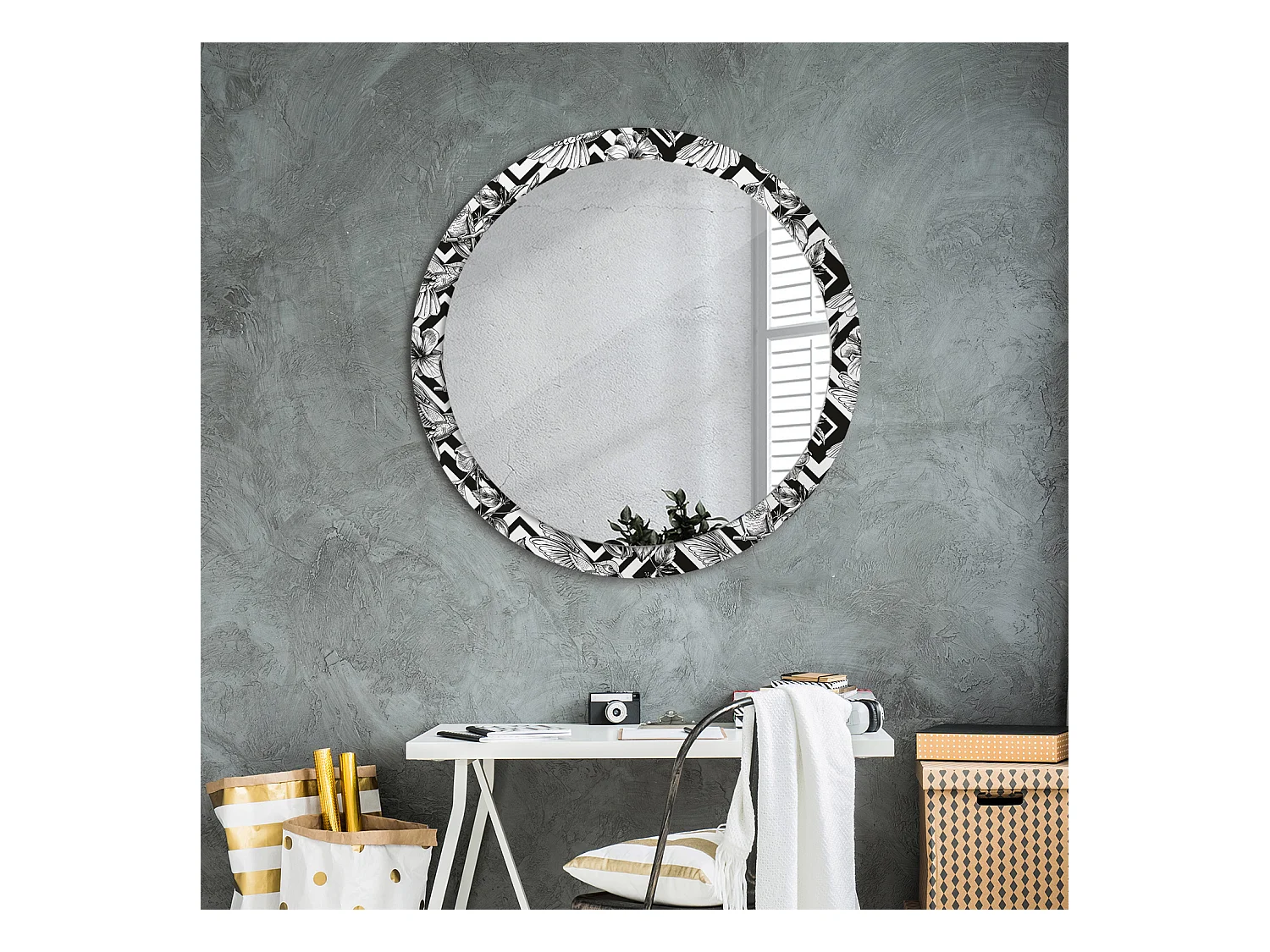 Decoratieve ronde spiegel - Colibrì - 90 cm