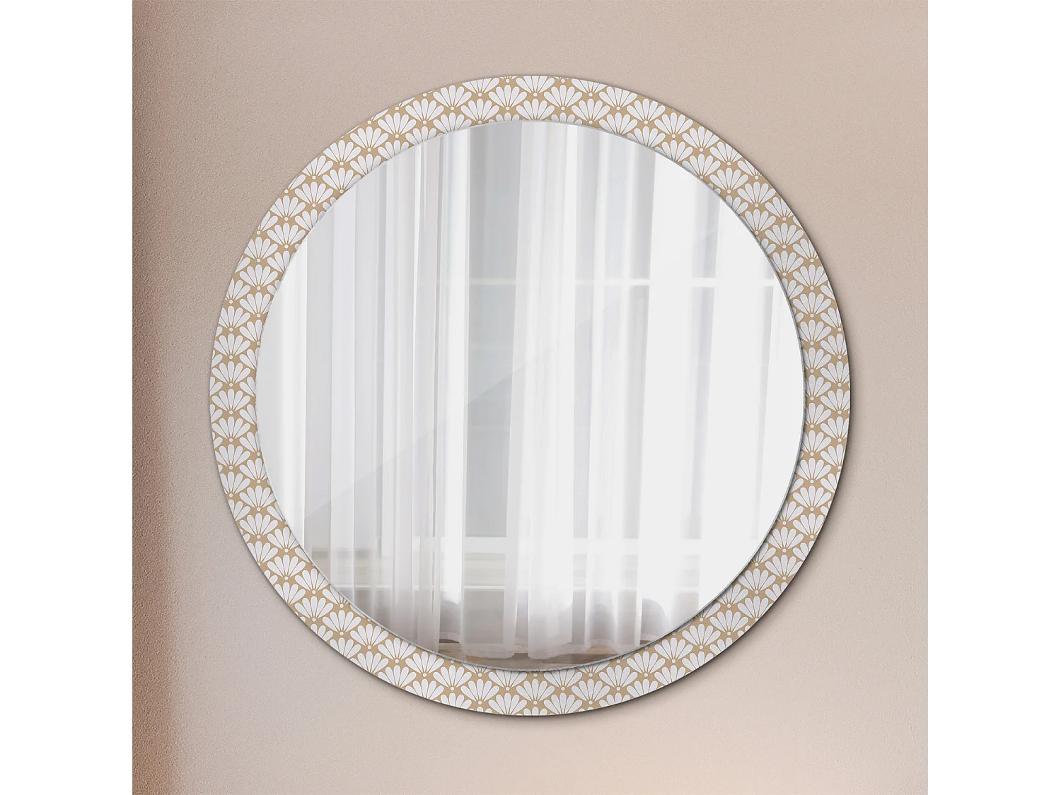 Miroir rond décoratif - Fleur orientale - 100 cm