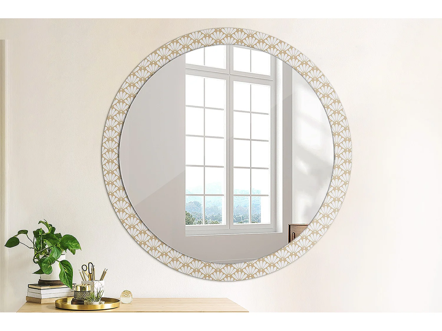 Miroir rond décoratif - Fleur orientale - 100 cm