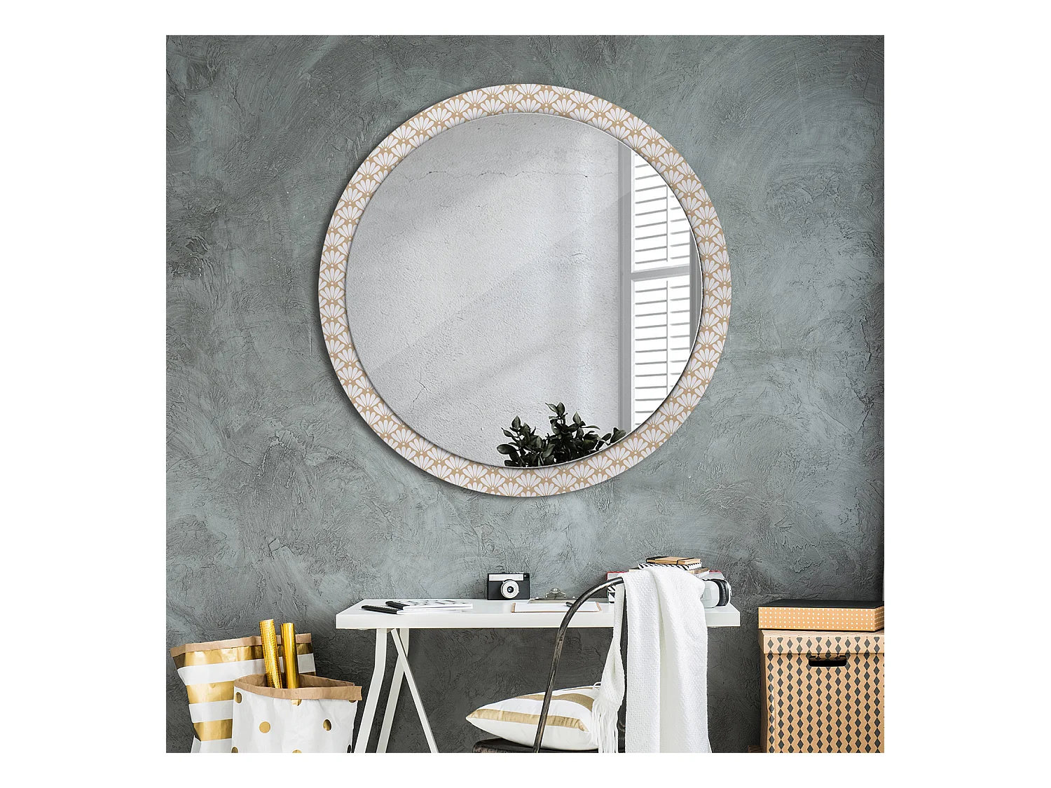 Miroir rond décoratif - Fleur orientale - 100 cm