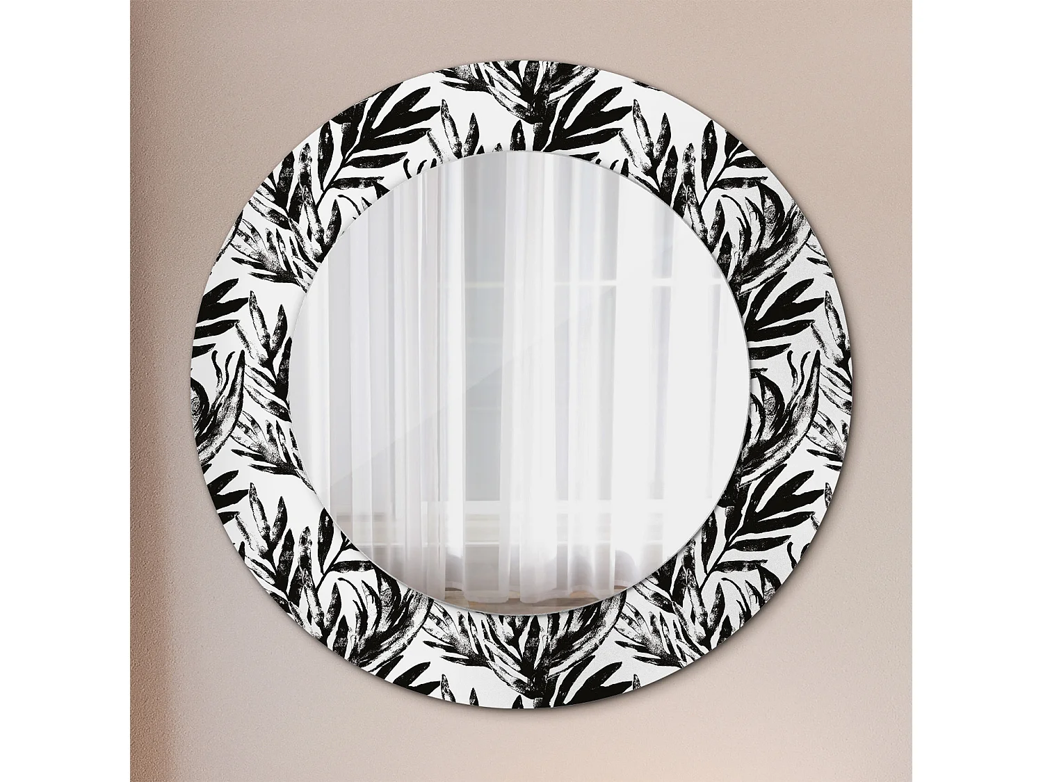 Ronde decoratieve spiegel - Monstera - 50 cm