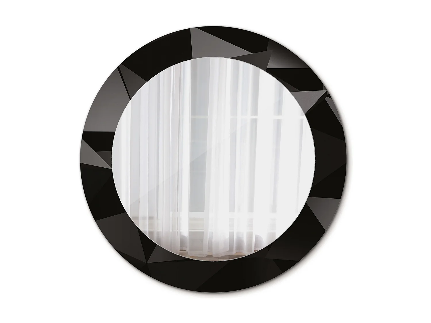 Runder dekorativer Spiegel - Abstraktes Schwarz - 60 cm