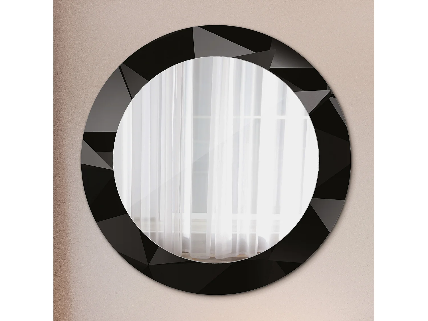 Runder dekorativer Spiegel - Abstraktes Schwarz - 60 cm