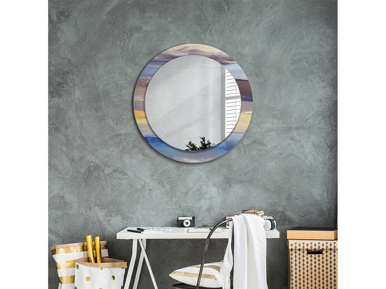 Decoratieve ronde spiegel - Abstract beeld - 60 cm
