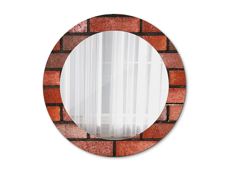 Miroir rond décoratif - Brique rouge - 70 cm