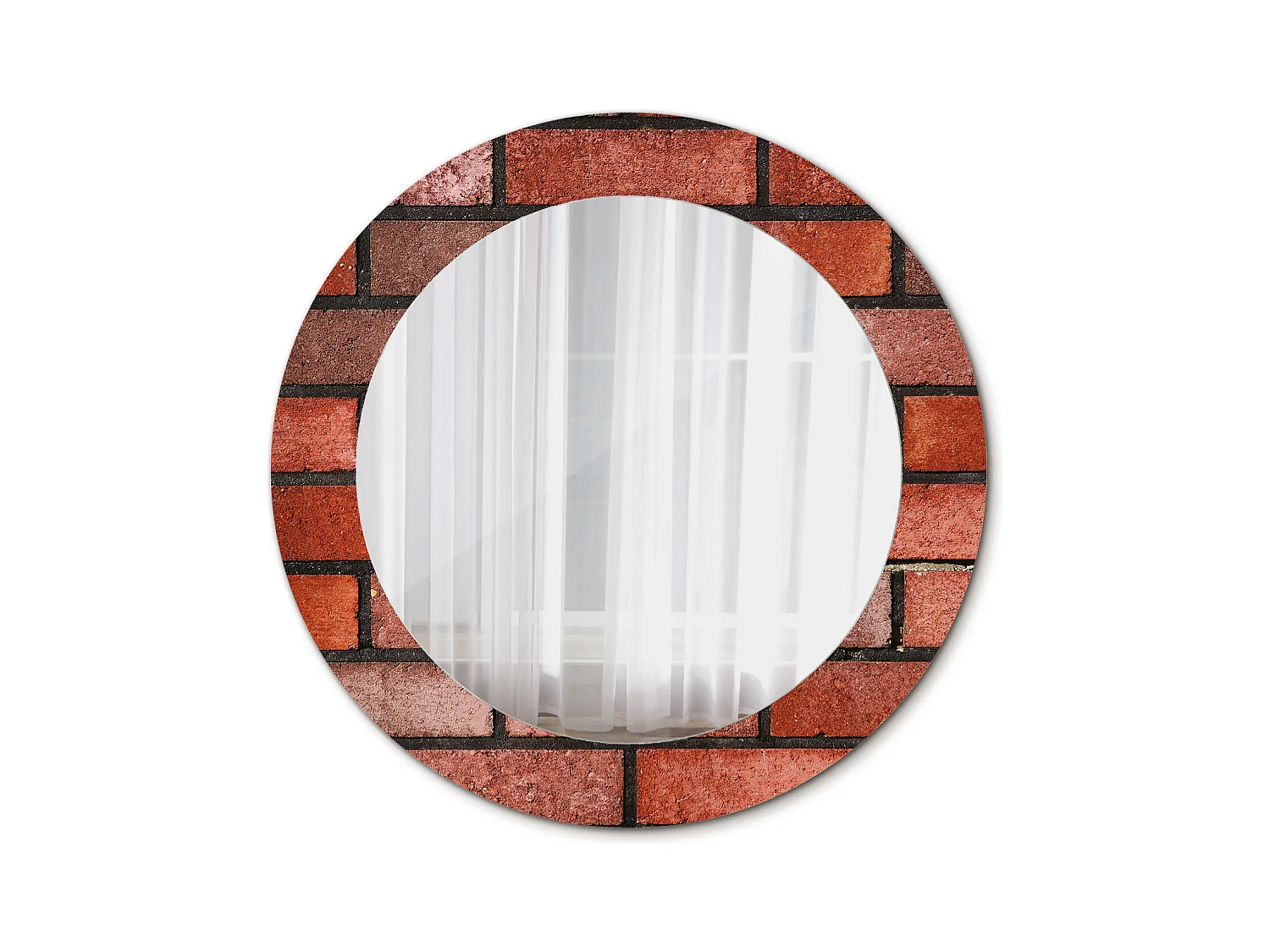Specchio rotondo decorativo - Rosso mattone - 60 cm