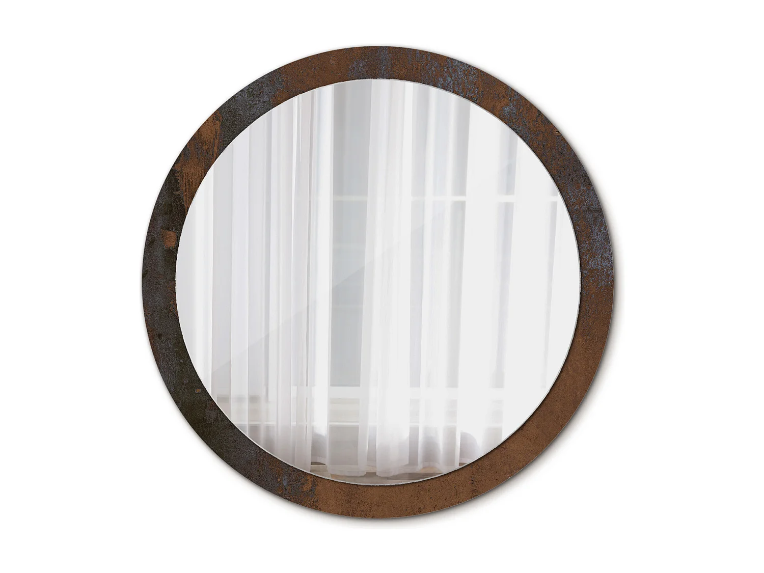 Runder dekorativer Spiegel – Rustikales Metall – 100 cm