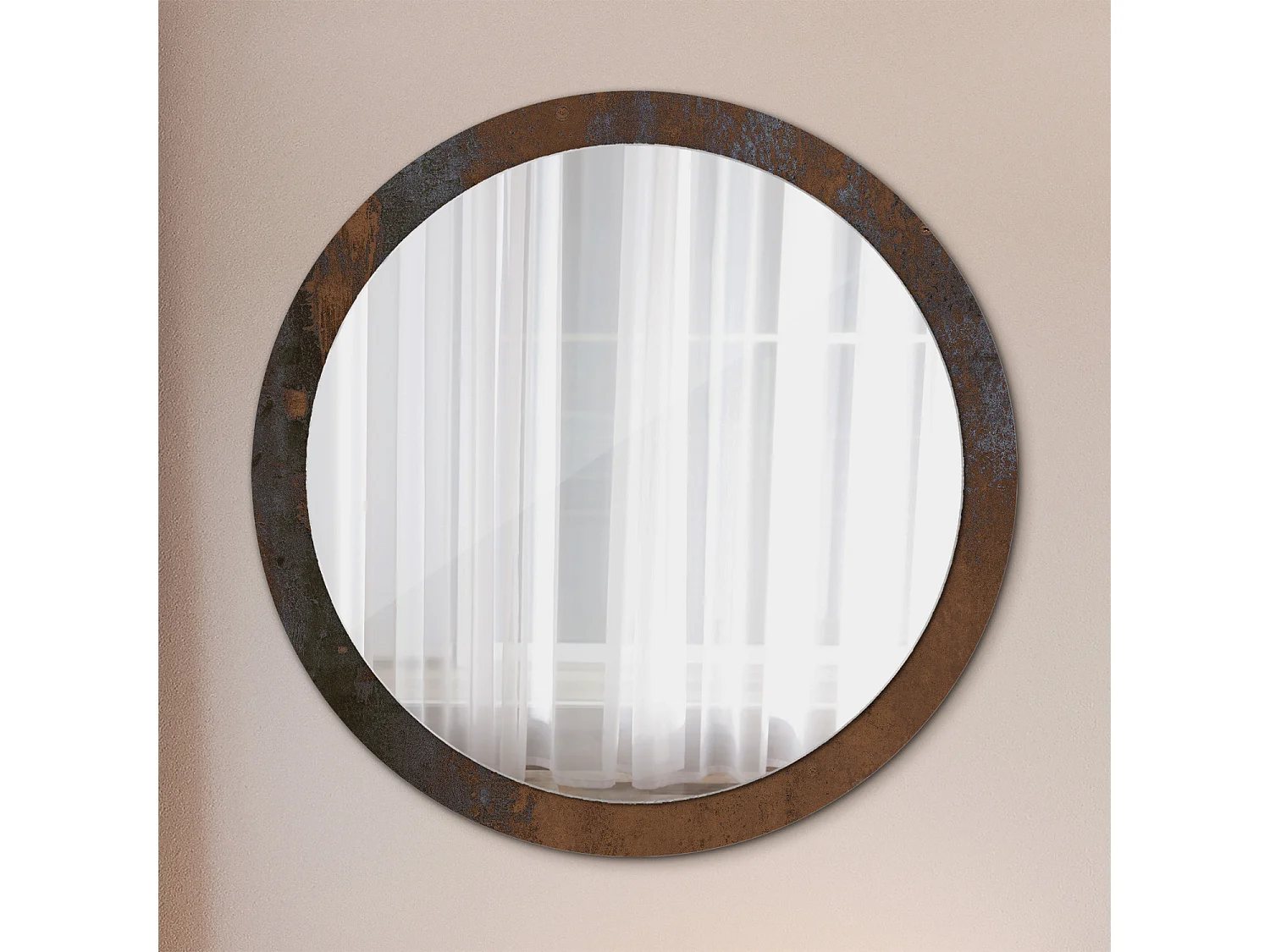 Runder dekorativer Spiegel – Rustikales Metall – 100 cm
