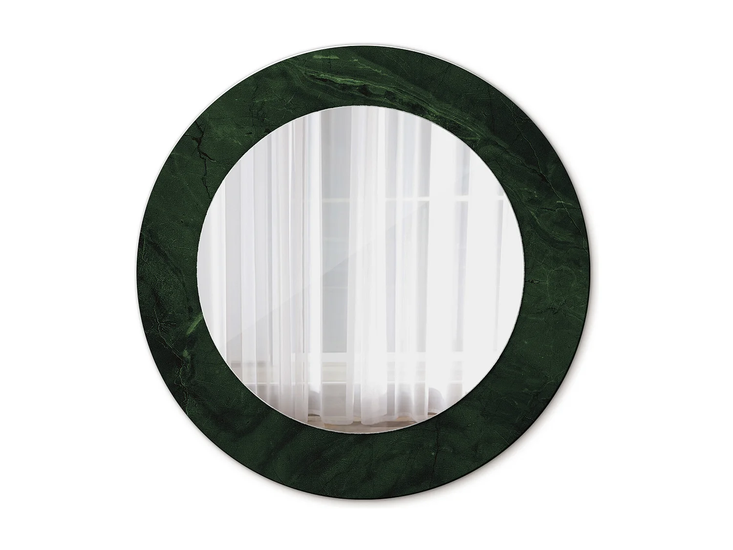 Runder dekorativer Spiegel - Grüner Marmor - 50 cm