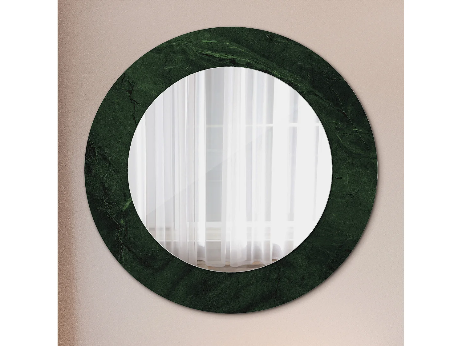 Runder dekorativer Spiegel - Grüner Marmor - 50 cm