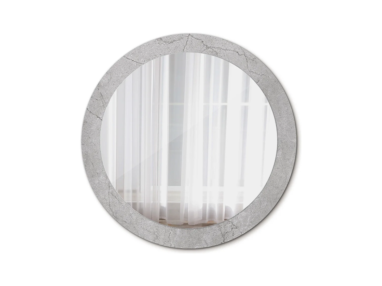 Miroir rond décoratif - Ciment gris - 80 cm