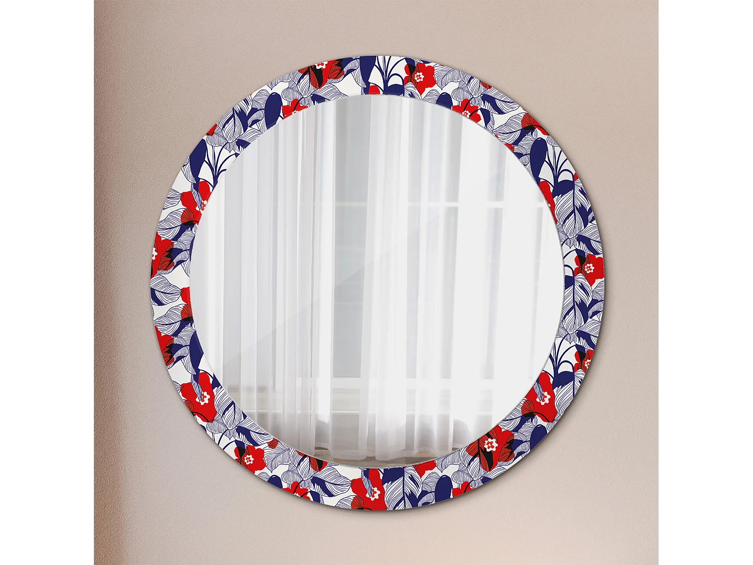 Ronde decoratieve spiegel - Philodendrons - 80 cm