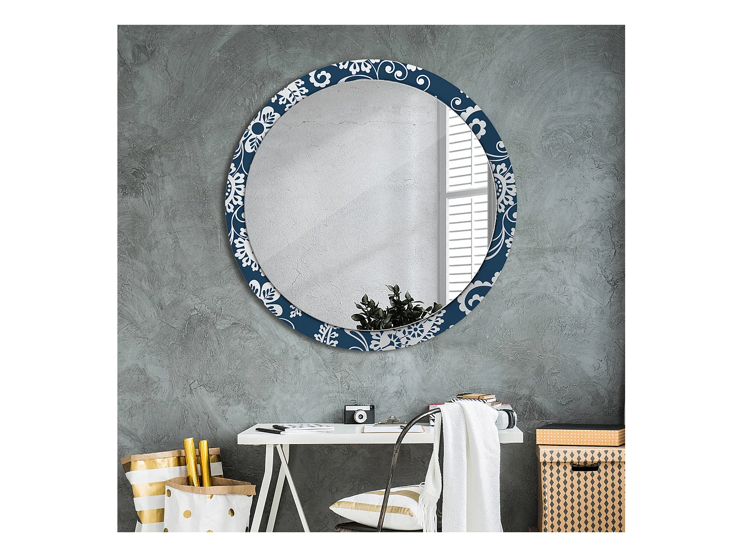 Miroir rond décoratif - Composition Paisley - 100 cm