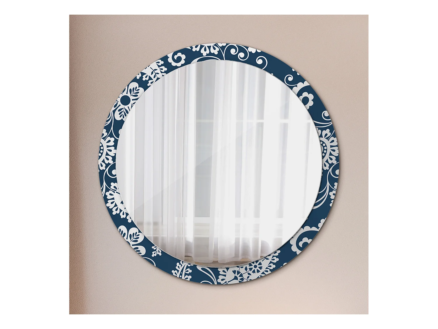 Specchio rotondo decorativo - Composizione Paisley - 100 cm
