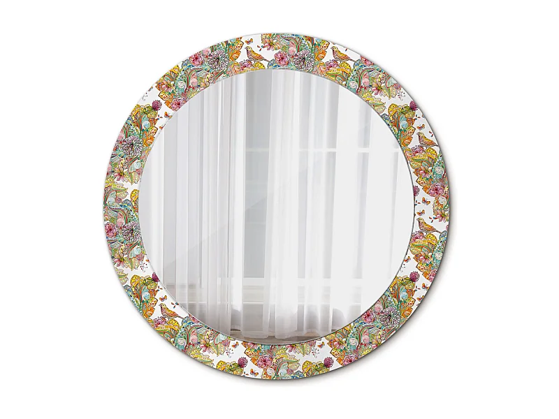 Runder dekorativer Spiegel - Märchenblumen - 60 cm
