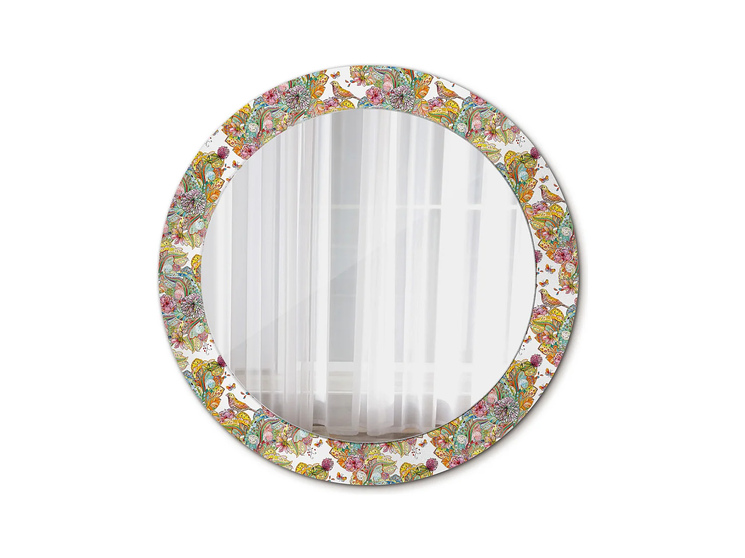 Specchio rotondo decorativo - Fiori da favola - 60 cm