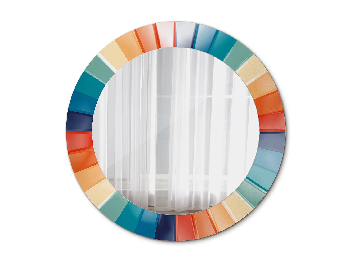 Miroir rond décoratif - Carreaux Rayons Colorés - 60 cm