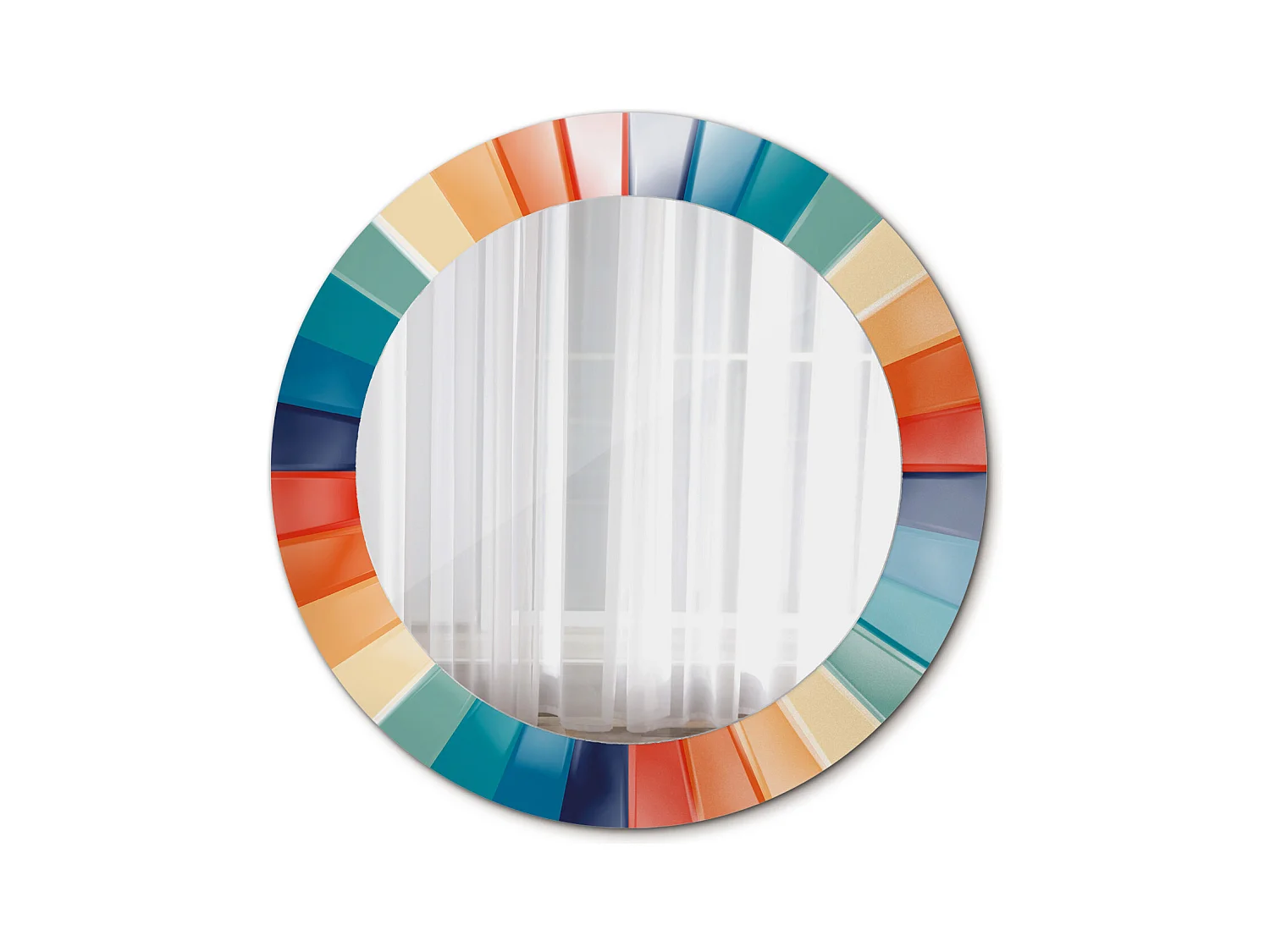 Miroir rond décoratif - Carreaux Rayons Colorés - 60 cm
