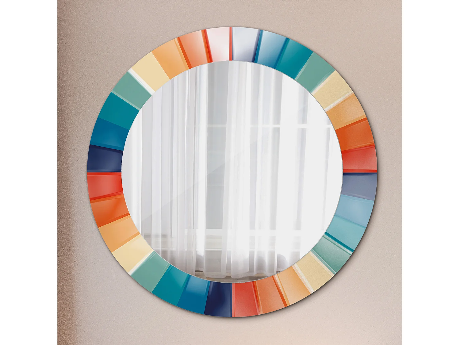 Runder dekorativer Spiegel – Bunte Ray-Fliesen – 60 cm