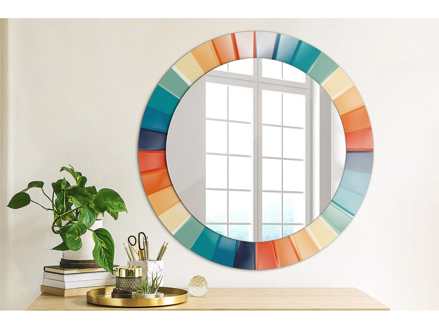 Runder dekorativer Spiegel – Bunte Ray-Fliesen – 60 cm