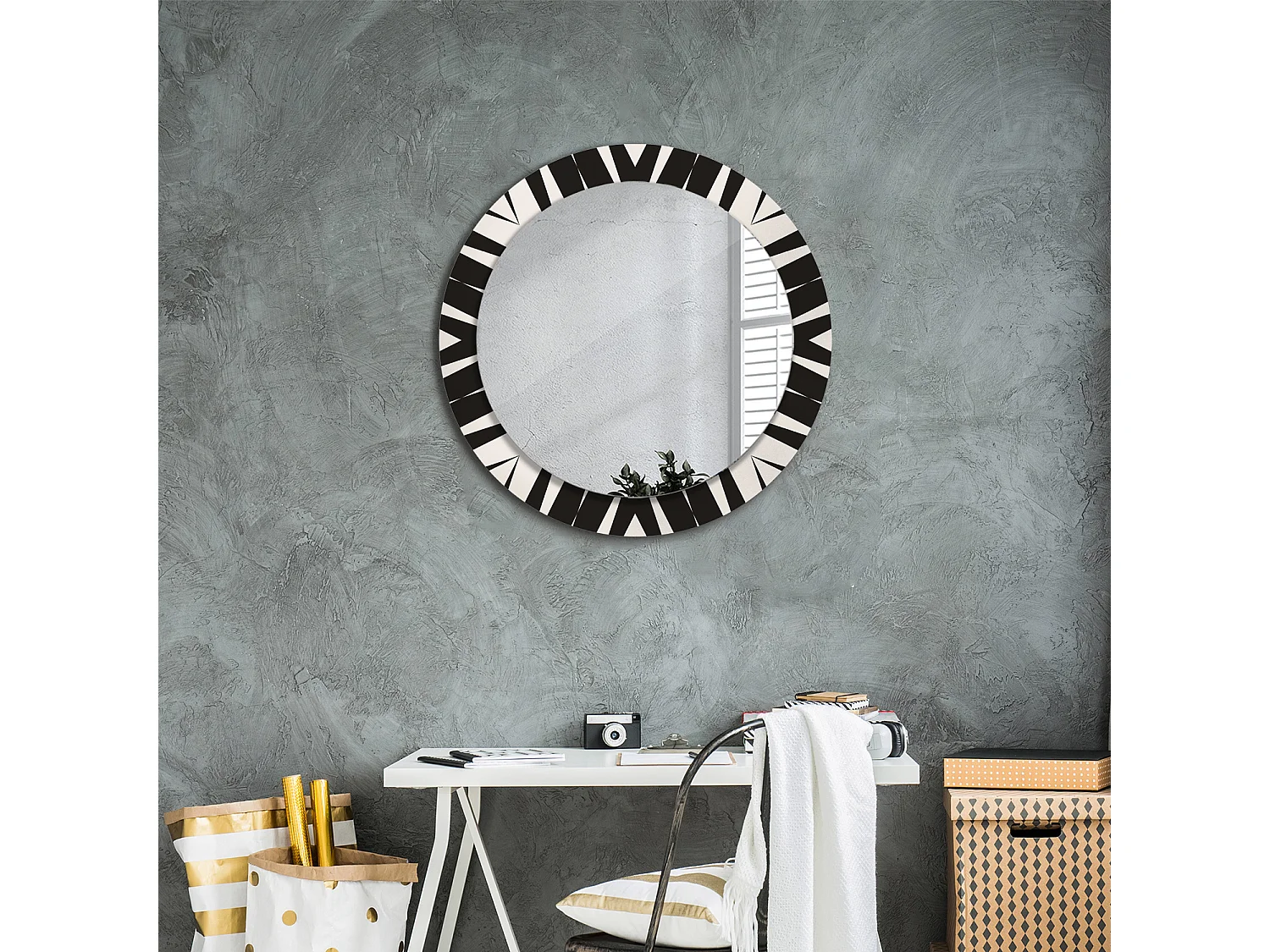 Miroir rond décoratif - Géométrie abstraite - 70 cm